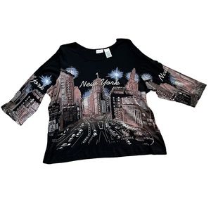 Bedazzled New York graphic top